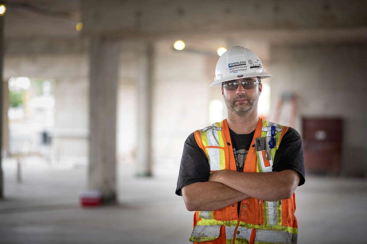 Superintendent of front of the job site.
