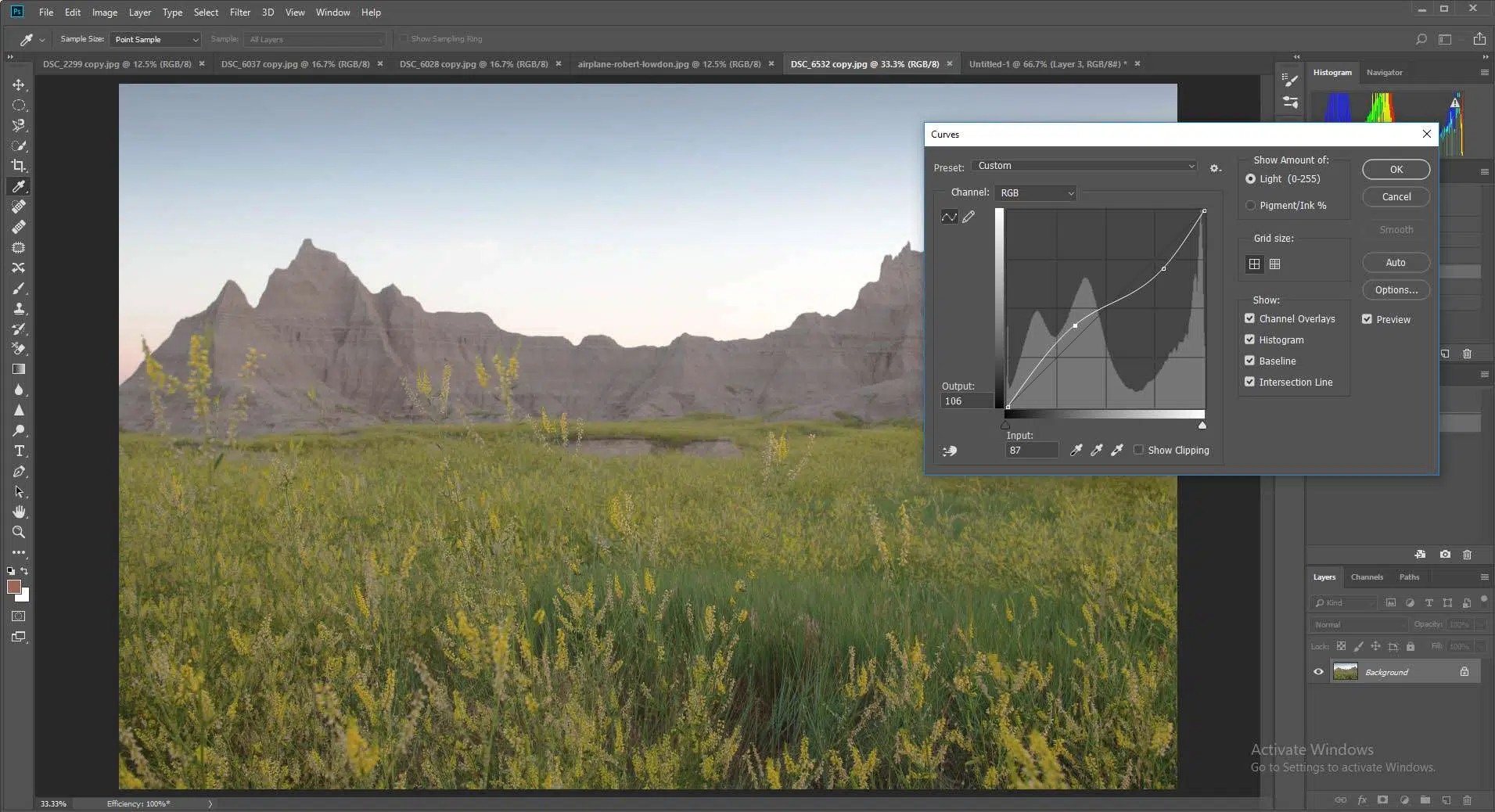 Curves dialog box