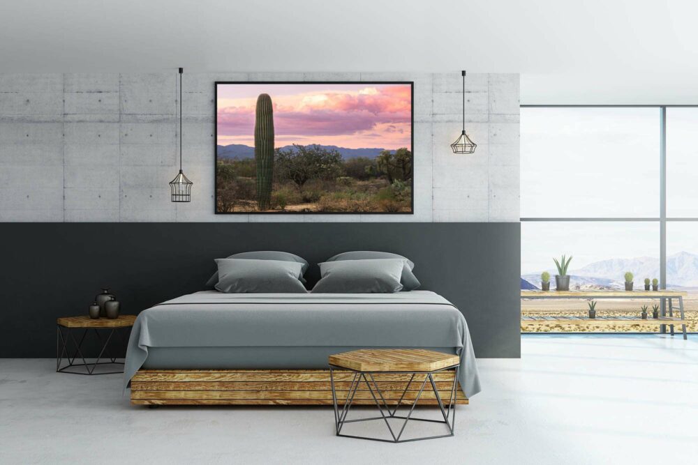 Cactus-artwork-hung-in-bedroom. Jpg