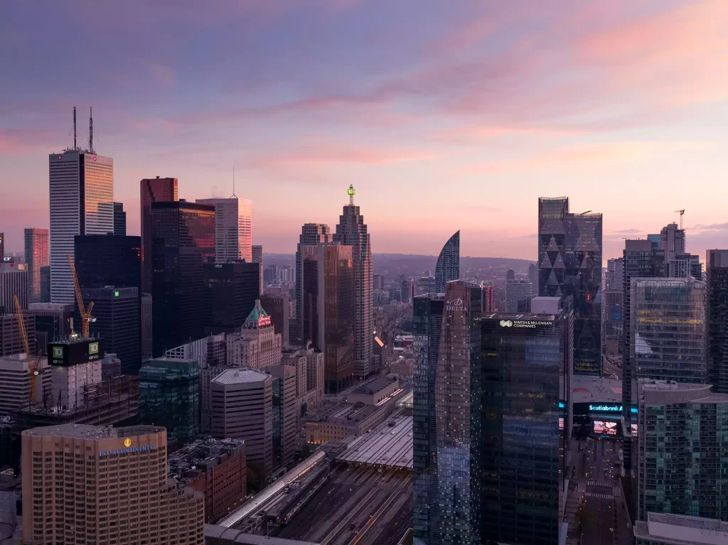 The rises over the city of toronto