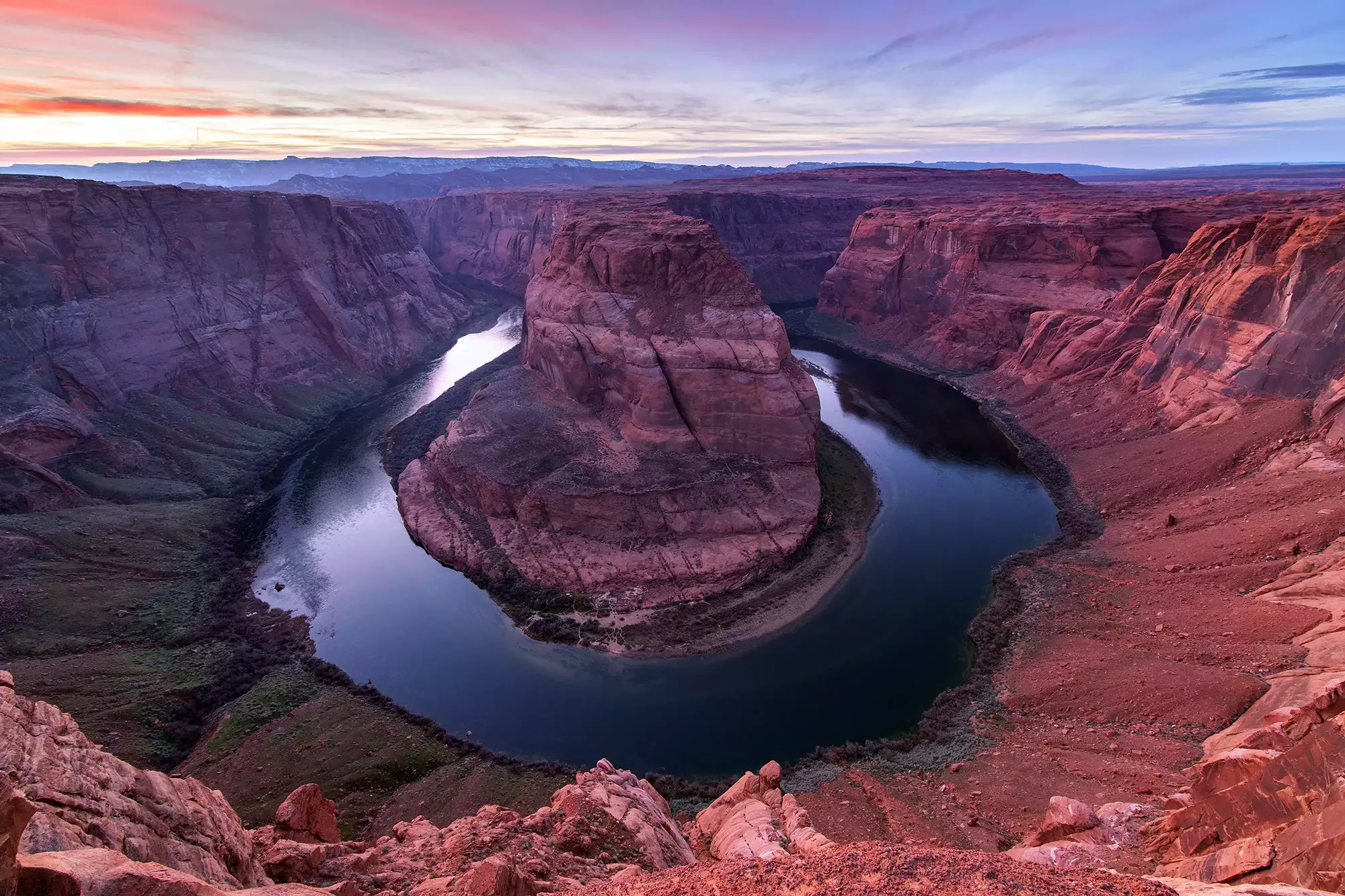 Horseshoe bend at sunset
